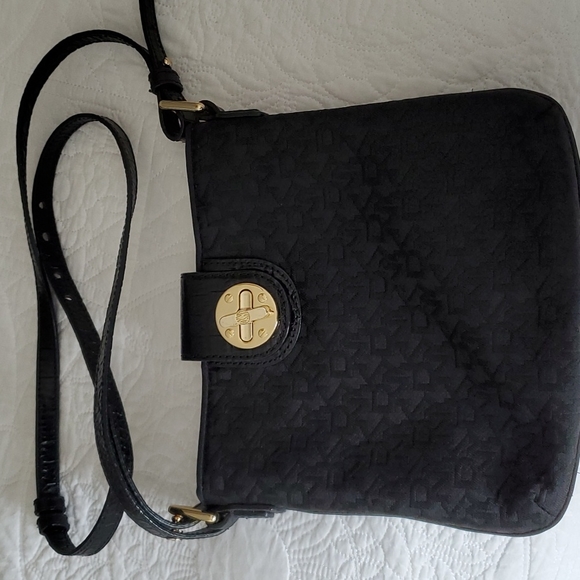 Dkny Bags Dkny Black Fabric Embossed Logo Bag Poshmark